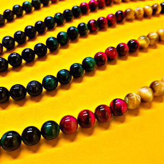 Ojo de Tigre Multicolor / Multicolor Tiger Eye Gemstone Beads - 12mm Round