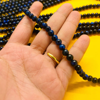 Ojo de Tigre Azul / Blue Tiger Eye Gemstone Beads - 4mm Round