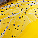Tela Tulle 60", Transparente con Pedrería Mixta y Cristales, Multicolor - 1 pieza