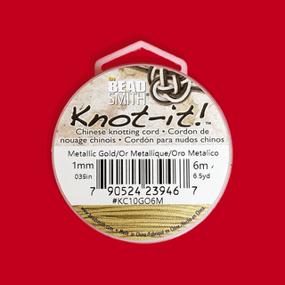 Knot-it!, Chinese Knotting Cord, 1mm / 6.5 yards - Metallic Gold