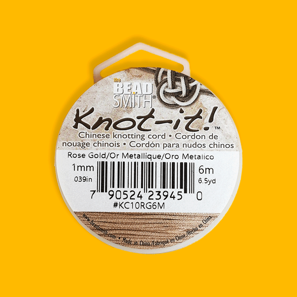 Knot-it!, Chinese Knotting Cord, 1mm / 6.5 yards - Rose Gold