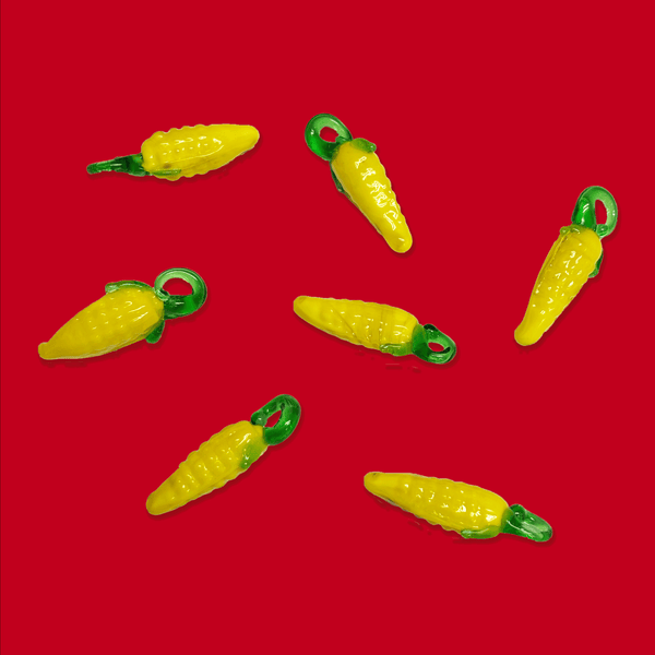 Corn on the Cob Lampwork Charm / Dije de Mazorca de Maíz en Vidrio - 27mm