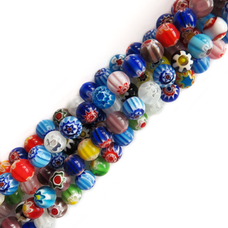 Millefiori Round Beads, Multicolor - 10mm