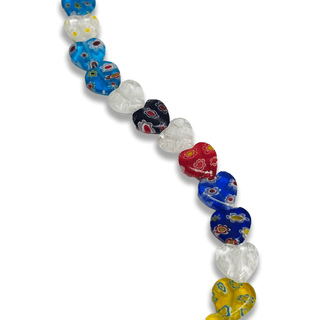 Big Heart Millefiori Beads, Multicolor - 1 strand
