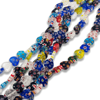 Big Heart Millefiori Beads, Multicolor - 1 strand