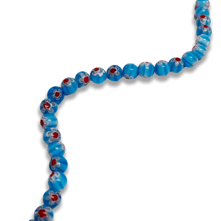 Blue Millefiori Round Beads - 8mm