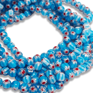 Blue Millefiori Round Beads - 8mm