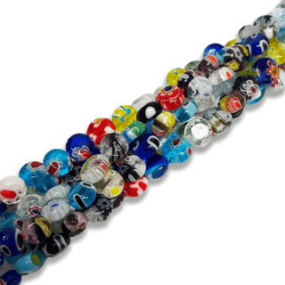 Flat Millefiori Round Beads - 6mm