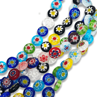 Flat Millefiori Round Beads - 10mm