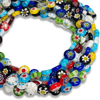 Flat Millefiori Round Beads - 10mm