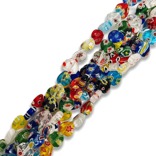 Heart Millefiori Beads, Multicolor - 1 strand