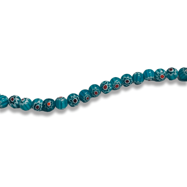 Turquoise Millefiori Round Beads - 8mm
