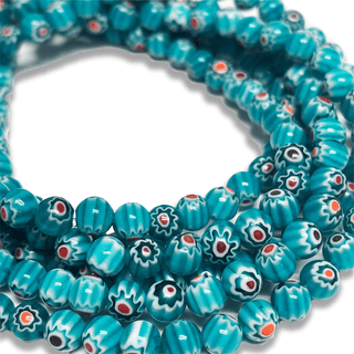 Turquoise Millefiori Round Beads - 8mm