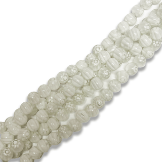 White Millefiori Round Beads - 8mm