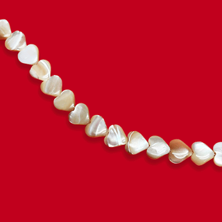 Mother of Pearl, Cream Hearts Beads - 8mm
