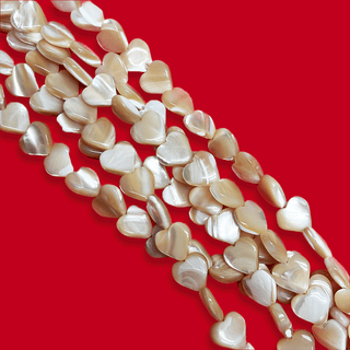 Mother of Pearl, Cream Hearts Beads - 8mm