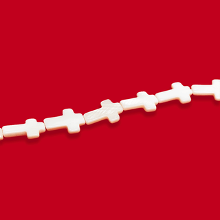 Mother of Pearl, White Cross Beads - 18mm