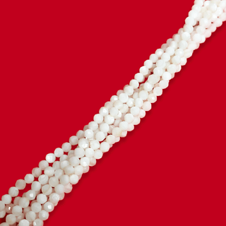 Mother of Pearl, White Faceted Beads -  2mm