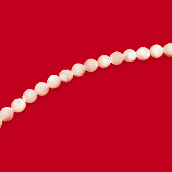 Mother of Pearl, White Faceted Beads - 6mm