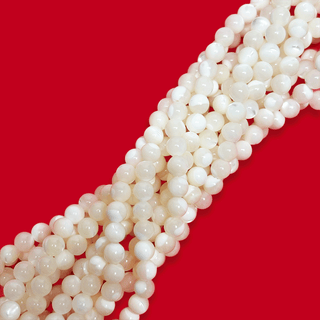 Mother of Pearl, White Round Beads - 4mm