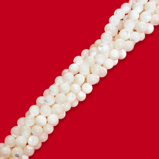 Mother of Pearl, White Faceted Beads - 6mm