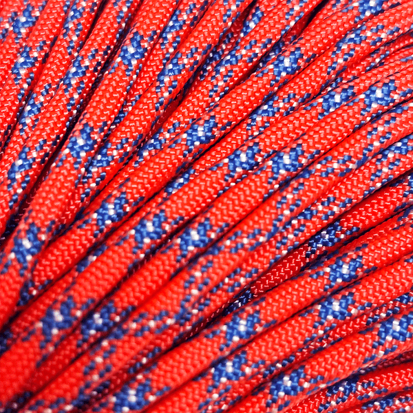 Cordón Paracord; 4mm: 34 yardas - Coral y Azul Royal