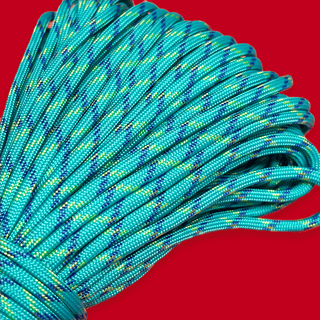 Cuerda Paracord / Paracord; 4mm: 34 yards - Turquoise, Yellow & Blue