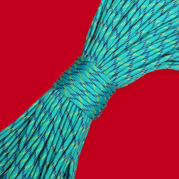 Cuerda Paracord / Paracord; 4mm: 34 yards - Turquoise, Yellow & Blue