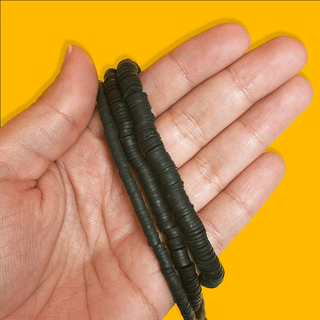 Flat Polymer Clay Beads - Black