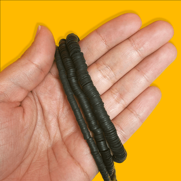 Flat Polymer Clay Beads - Black