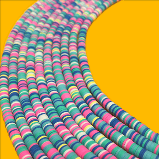 Flat Polymer Clay Beads - Pink and Blue