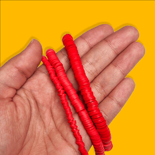 Flat Polymer Clay Beads - Red