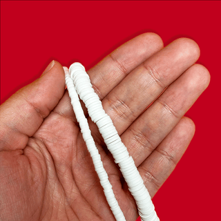Flat Polymer Clay Beads - White