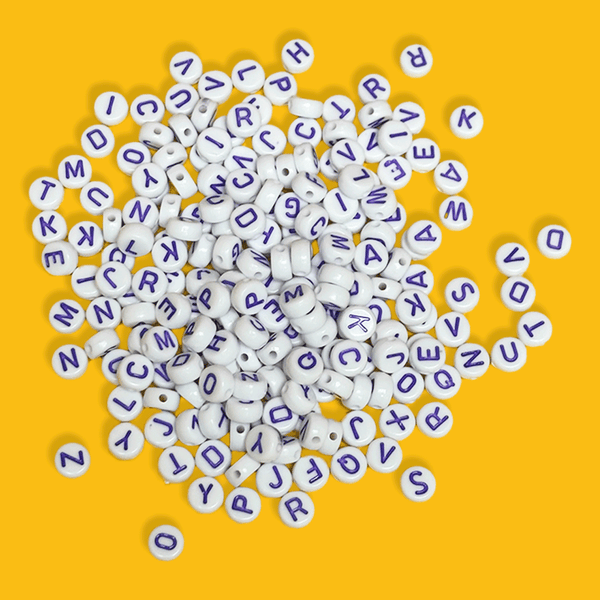 Purple Alphabet Beads; 28 grams
