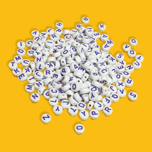 Purple Alphabet Beads; 28 grams