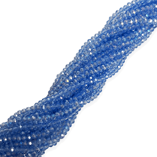 Rondelle de Cristal, Azul Brillante AB - 1mm