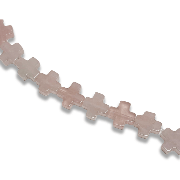 Cuentas de Cruces Cuarzo Rosado - 12mm