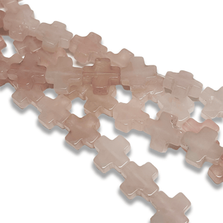 Rose Quartz Cross Bead, 12mm - 1 strand
