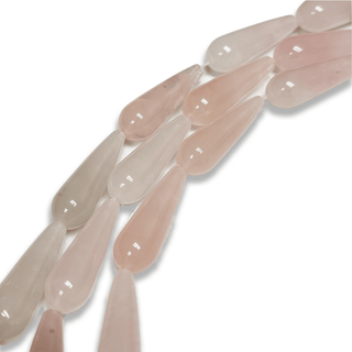 Rose Quartz Drops Beads, 30mm - 1 strand