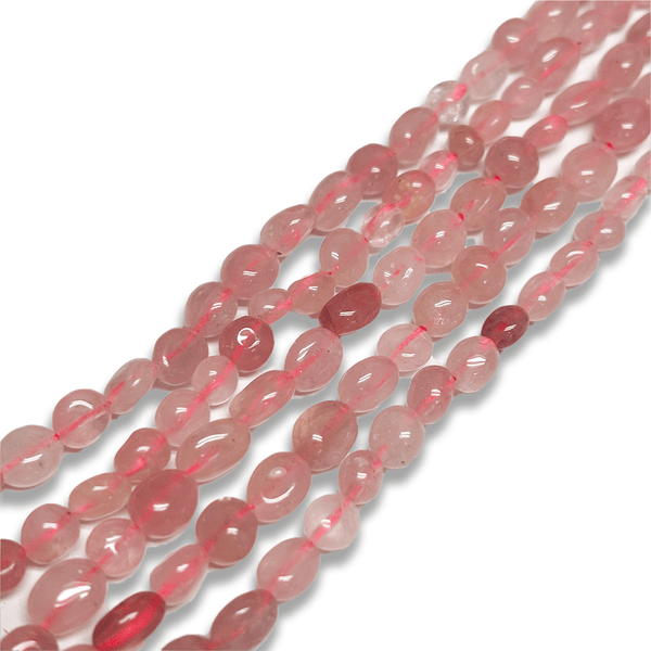 Cuentas Irregulares de Cuarzo Rosado- 7mm