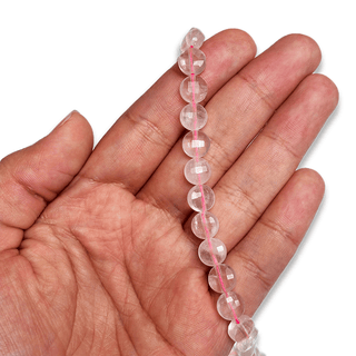 Rose Quartz Beads- Faceted Dime, 8mm