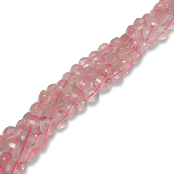 Cuentas Facetadas de Cuarzo Rosado Tipo Monedas- 8mm