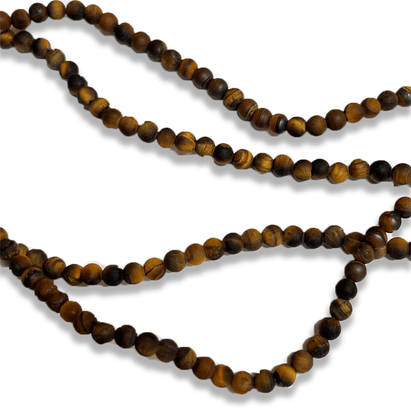 Ojo de Tigre Mate / Tiger Eye Matte Gemstone Beads – 4mm Round