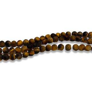 Ojo de Tigre Mate / Tiger Eye Matte Gemstone Beads - 6mm Round