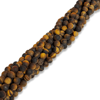 Ojo de Tigre Mate / Tiger Eye Matte Gemstone Beads - 6mm Round