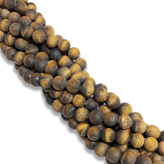 Ojo de Tigre Mate / Tiger Eye Matte Gemstone Beads - 10mm Round