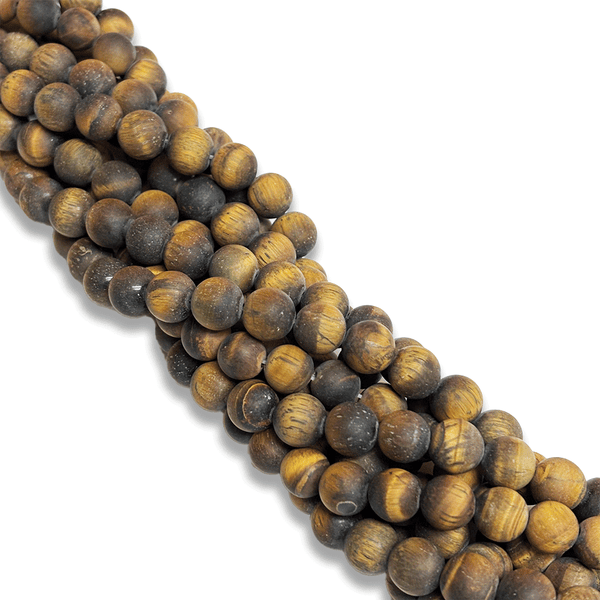 Ojo de Tigre Mate / Tiger Eye Matte Gemstone Beads - 10mm Round