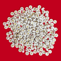 White Alphabet Beads / Gold Letters; 28 grams