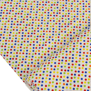 White Background with Multicolored Polka Dots Fabric- 100% Cotton Print Fabric, 44/45" Wide