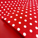 Red and White 1/2" Polka Dots - 100% Cotton Print Fabric, 58" Wide